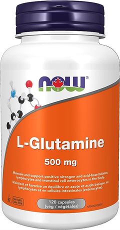 NOW Supplements L-Glutamine 500mg Capsules, 120 Count