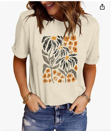Anbech Womens Dandelion Graphic T-Shirts Teen Girls Cute Sunflower Trendy Clothe