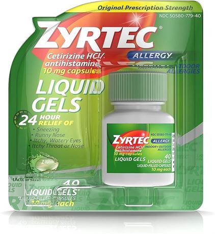 Zyrtec 24 HR Indoor & Outdoor Allergy Liquid Gels Capsules - 40 ct