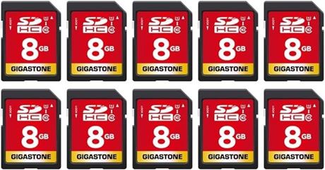 Gigastone 8GB 10-Pack SD Card UHS-I U1 Class 10 SDHC Memory Card Full HD Video C