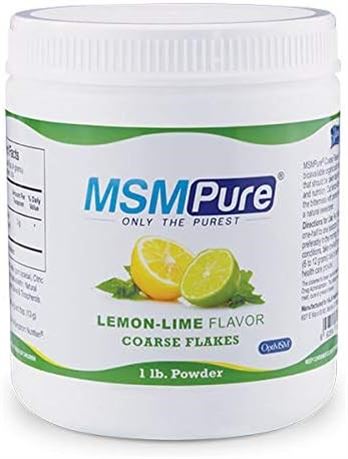Kala Health MSMPure MSM - 1 lb Lemon Lime Flavored Coarse Powder Flakes, 1LB