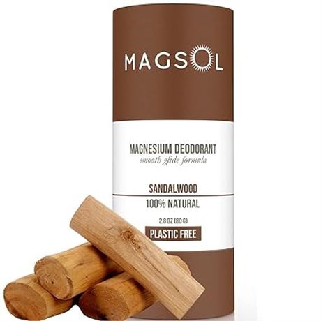 2.8 oz (80g), MAGSOL Plastic-Free Natural Deodorant for Women - 100% Aluminum Fr