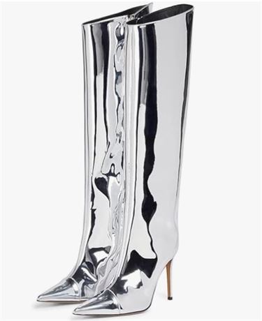 Arqa Metallic Knee High Boots (Sz8)