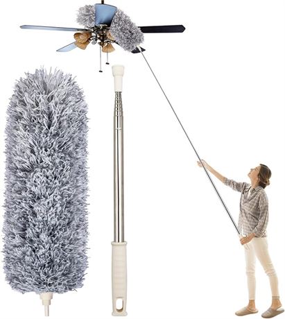 Microfiber Duster for Cleaning with 30 to 100 Inches Telescoping Extension Pole,