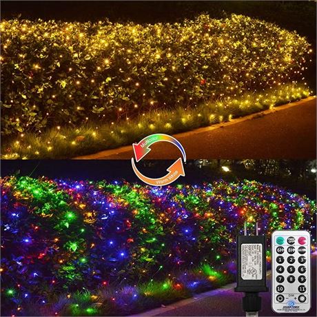 ZAIYW 660 LED Net Lights 2 Color Changing 20ft x 13ft Green Wire Large Mesh Ligh