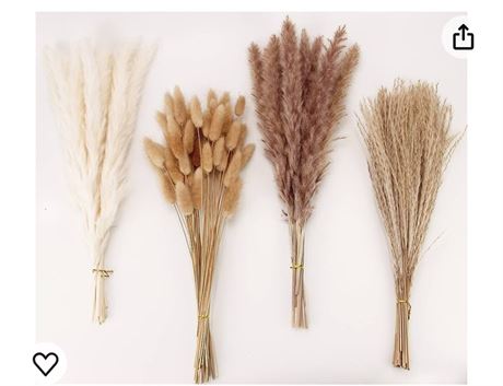 Dried Pampas Grass Decor, 100 PCS Pampas Grass Contains Bunny Tails Dried Flower