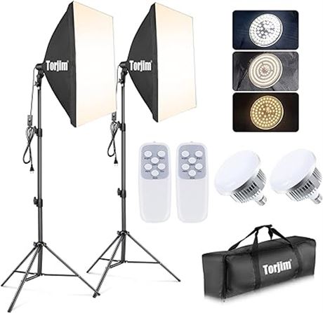 Torjim Softbox Photography Lighting Kit, Professional Photo Studio Lighting with
