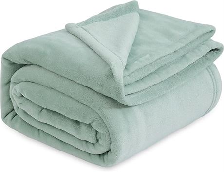 QUEEN, 90x90 inches - Bedsure Fleece Blanket Queen Size for Bed - Sage Green Que