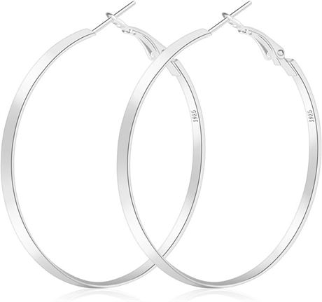 UOOKKI 5mm Wide Gold Hoop Earrings for Women,14K Real Gold Plated Oversize Big H