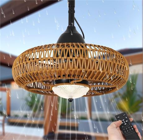 Airposta Waterproof Outdoor Ceiling Fan with Lights Remote Control, Wet Rated Ga