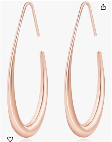Lightweight Teardrop Hoop Earrings for Women - 14k Gold/White Gold Plated Large