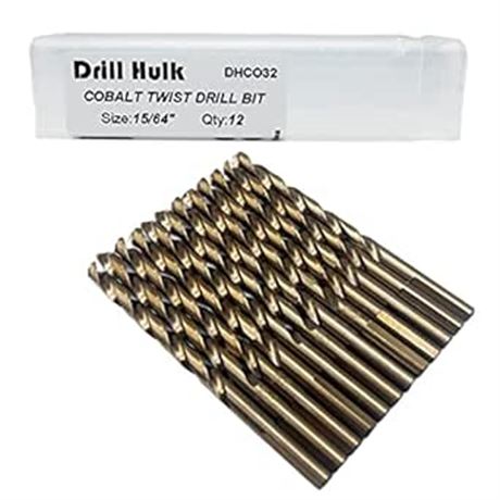 Pack of 12 - 15/64-Inch Cobalt Steel M35 Jobber Length Twist Drill Bits