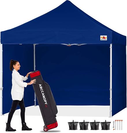 ABCCANOPY Ez Pop Up Canopy Tent with Sidewalls 8x16 Commercial -Series, Navy Blue
