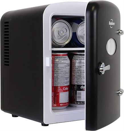 Koolatron Retro Mini Portable Fridge, 4L Compact Refrigerator for Skincare, Beau