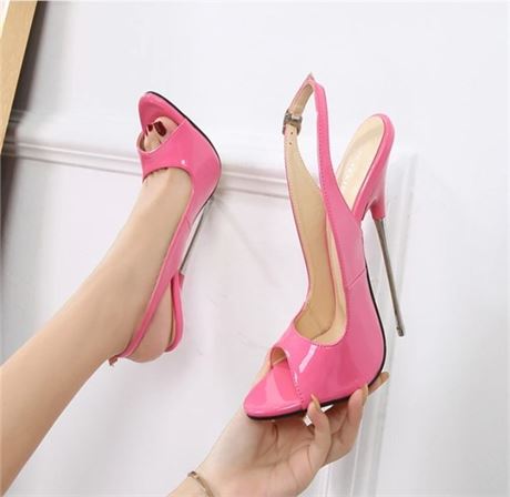 Women's Heeled Sandals Fish Mouth Slingback Stiletto Shoes Open Toe Buckle Slip