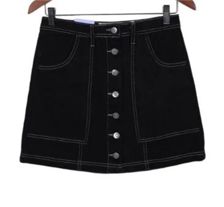 Ardene Black Button Up Denim Mini Skirt Small