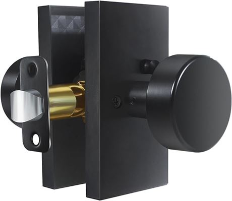 Matte Black Door Knobs Interior, Privacy Door Knobs with Lock，Black Modern Door
