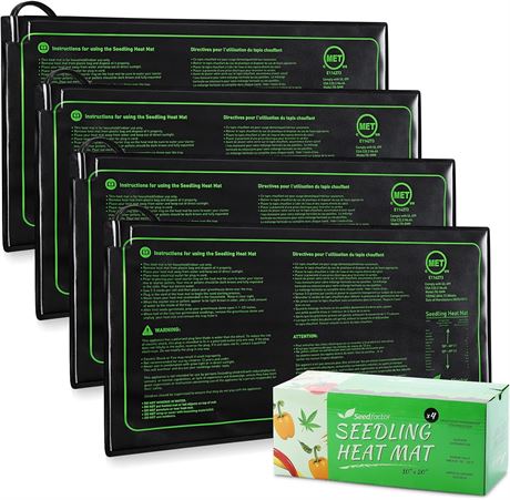 MET Certified 4 Pack Seedling Heat Mat, Seedfactor Adjustable Temperature Waterp