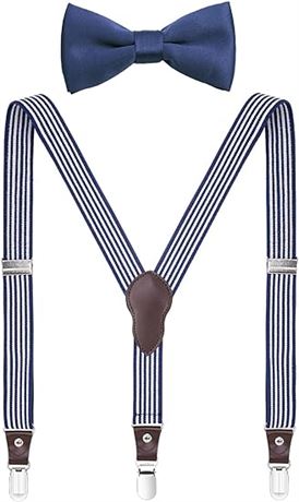 Size:  47" (adult)  Men's Suspenders and Bow Tie Set Y-Back Adjustable