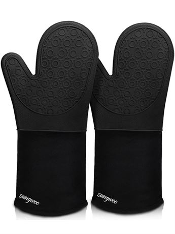 Sungwoo Extra Long Silicone Oven Mitts, Heat Resistant Oven Gloves with Quilted