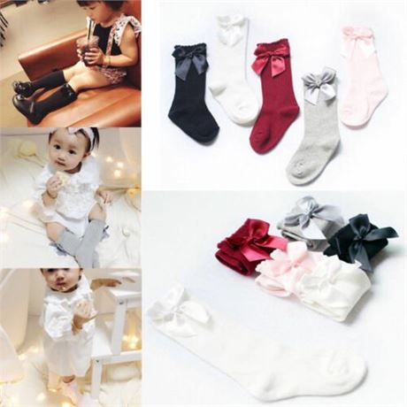 XL (5-7y/6 pack) JFAN Baby Girl’s Socks Knee High Socks Bowknot Stockings