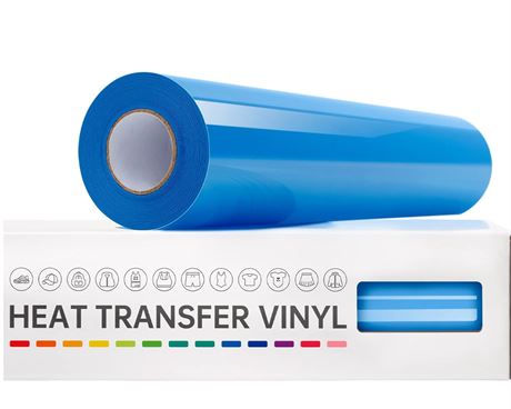 12 In x 20 Ft- VinylRus Heat Transfer Vinyl, Iron on Vinyl Roll, Sky Blue for Sh