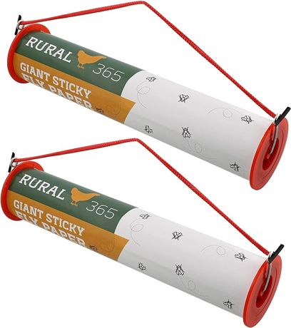 2 PACK, 30ft  - Rural365 Fly Tape Trap Horizontal or Vertical Hanging Adhesive I