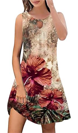 Size:L, Women's Summer Mini Dress 2024 Fashion Floral Print