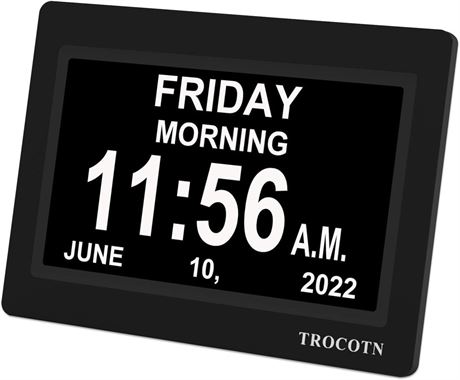 TROCOTN 7 Inchs Digital Clock Calendar Clock Large Display Alarm Clock Wall Clo