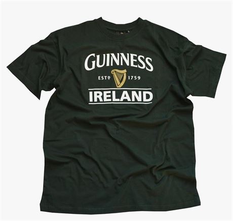 Guinness Bottle Green Ireland Harp Logo Tee Shirt