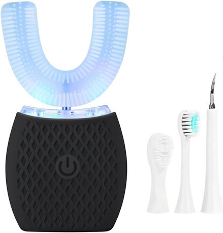 Automatic Ultrasonic Toothbrush, 360° Sonic Toothbrush Waterproof Black