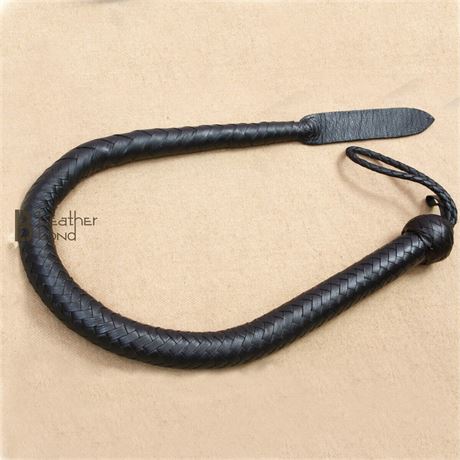 3 Feet 16 Strands Cow Hide Real Leather Dragon Tail Bullwhip Black