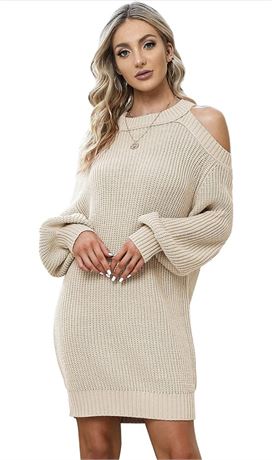Size-M, Byinns Women's Off Shoulder Halterneck Long Bell Sleeve Pullover