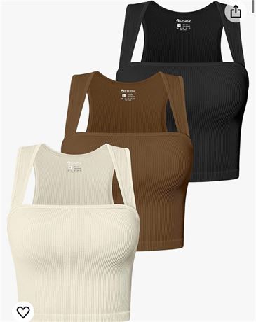 OQQ Women's 3 Piece Tank Tops Strappy Sleeveless Square Neck Stretch Tee Shirts