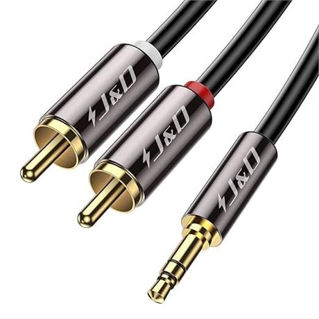 J&D RCA Audio Cable, 3.5mm Male to 2 RCA Phono Male Stereo Audio Adapter Aux Cab