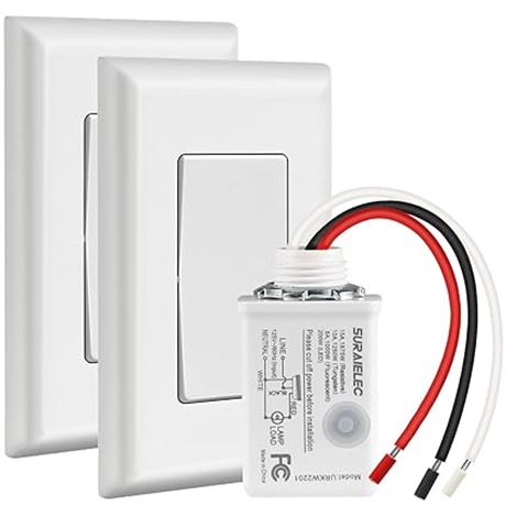 SURAIELEC Wireless Light Switch and Receiver Kit, 15A...