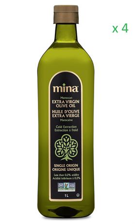 4 PACK, 1L ea -  Mina Extra Virgin Olive Oil, Single Origin, Cold Extracted, Mor