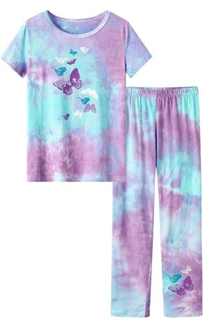 Tebbis Trendy Tie Dye Sleepover Summer Pajamas for Girls -100% Cotton Soft Dount