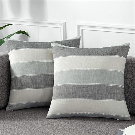 AmHoo Pack of 2 Farmhouse Stripe Check Throw Pillow Covers Set  26x26Inch