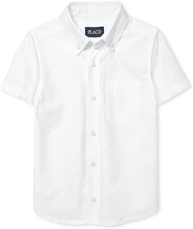 XS(4) The Children's Place Boys Short Sleeve Oxford Shirt