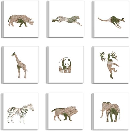 Stupell Industries nps-103_cn_9pc_12x12 Home Decor Collection Map Animal Adventu