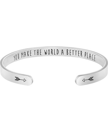 JoycuFF Inspirational Mantra Cuff Bracelets for Women Friend Encouragement Gift