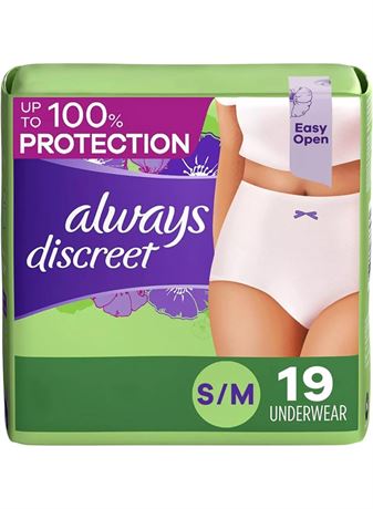 Always Discreet Adult Underwear Pull On Small/Medium Disposable Heavy Absorbency
