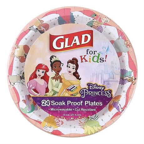 3 PACK (24 pcs ea), 8.5” - Glad for Kids Disney Princess “Magic Is in All of Us”