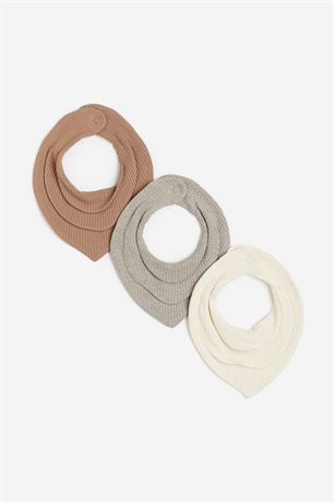 H&M, BABY'S 3-pack Ribbed Triangular Scarves