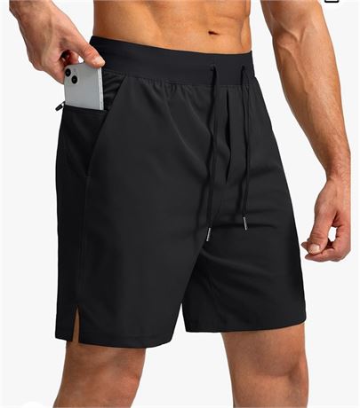 Men's Running Shorts with Zipper Pockets 7 Inch Lightweight Quick Dry Gym Workou
