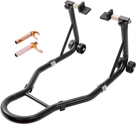 Motorcycle Rear Wheel Stand, with U + L Fork Swingarm Spool, 850 lbs Capacity