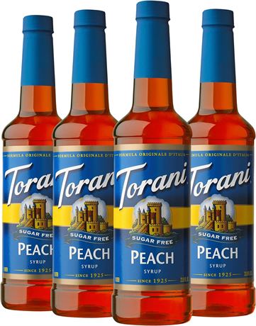 Torani Sugar Free Syrup, Peach, 25.4 Ounce (Pack of 4)