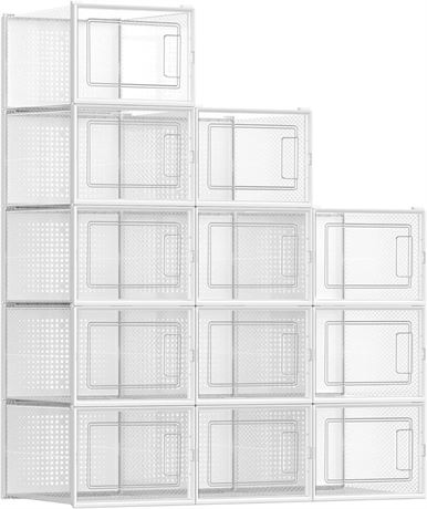 SONGMICS Shoe Boxes, Pack of 12 Shoe Storage Organizers, Stackable Clear Plastic