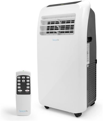 SereneLife SLPAC12.5 Portable Air Conditioner Compact Home AC Cooling Unit with Built-in Dehumidifier & Fan Modes, Quiet Operation, Includes Window Mount Kit, 12,000 BTU, White